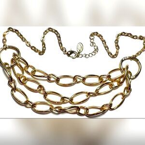 Vtg Necklace  Charming Charlie Multi Chain Large Bib 18"-20"